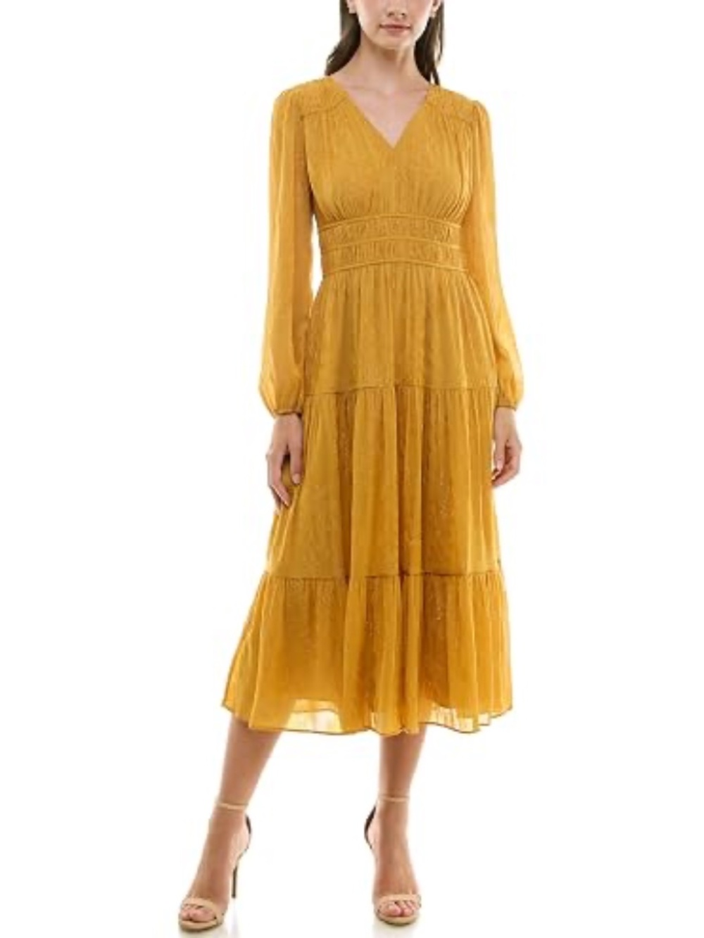 Nicole Miller size 12 gold long sleeve dress.
